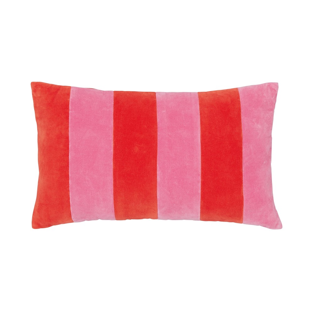 Rainbow Floral Cotton Velvet Cushion by Joules in Multi